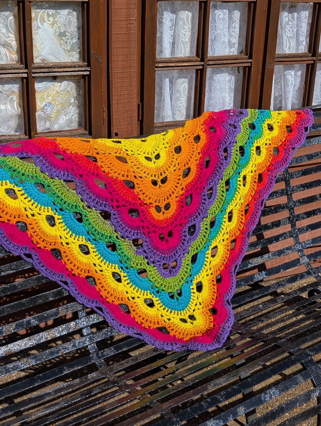 Rainbow Virus Shawl