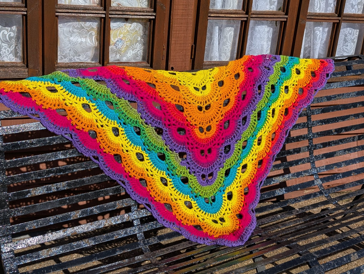 Rainbow Virus Shawl