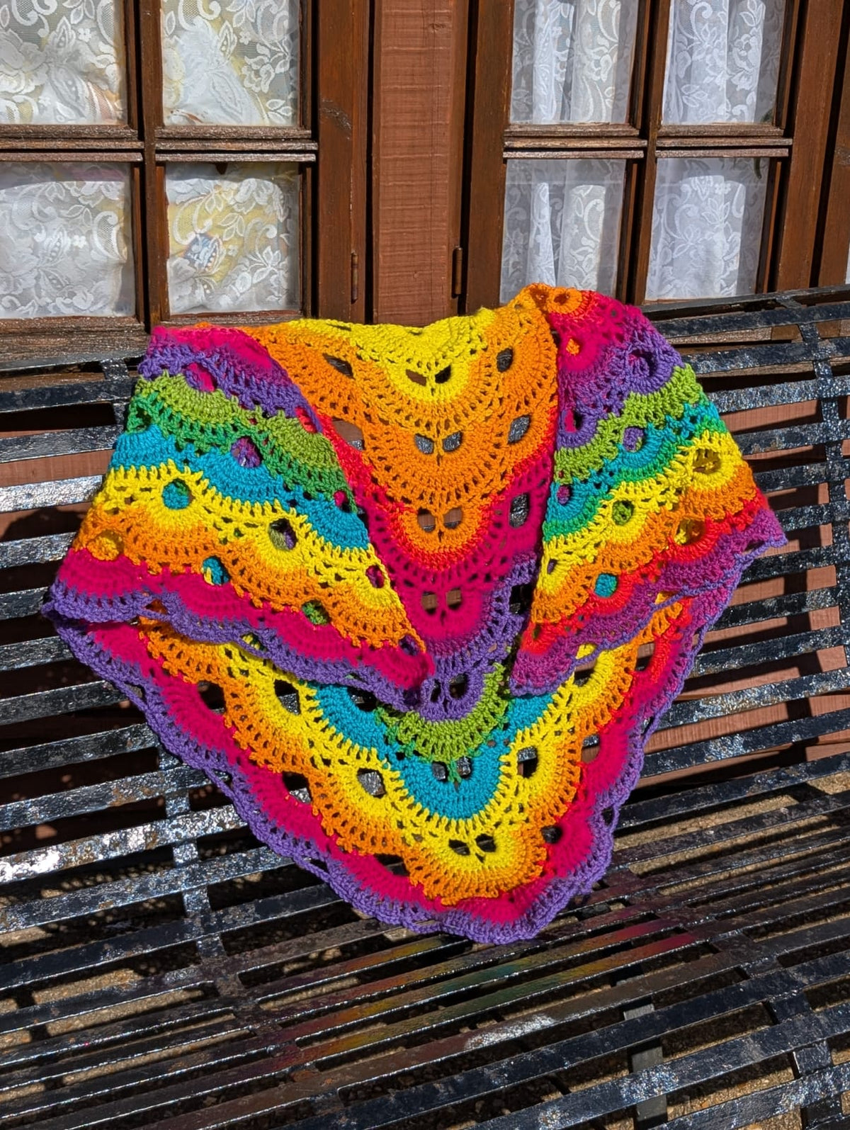 Rainbow Virus Shawl